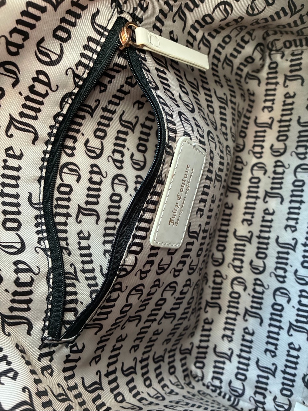 Juicy Couture Gothic JC Logo Monogram Tote Cream Gold Hardware Heart Lock - Picture 13 of 15